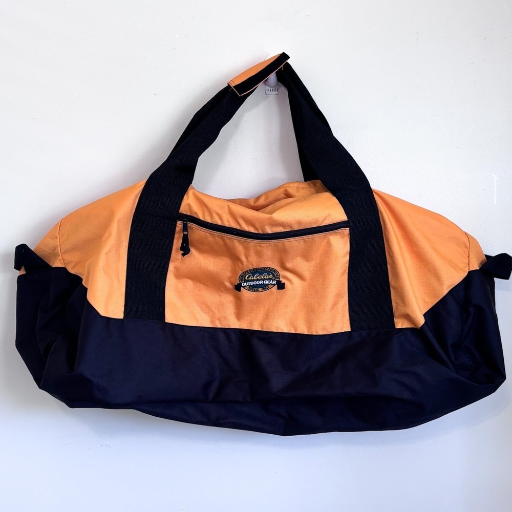 Cabelas Outdoor Duffel Bag Large Yellow Black Travel Gym Lug Campgage Carryall